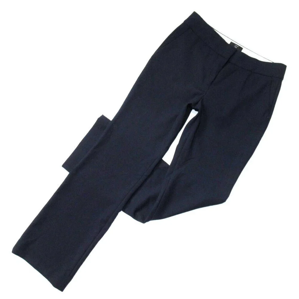 NWT J.Crew Edie Full-Length Trouser in Navy Blue Four-Season Stretch Pants 8